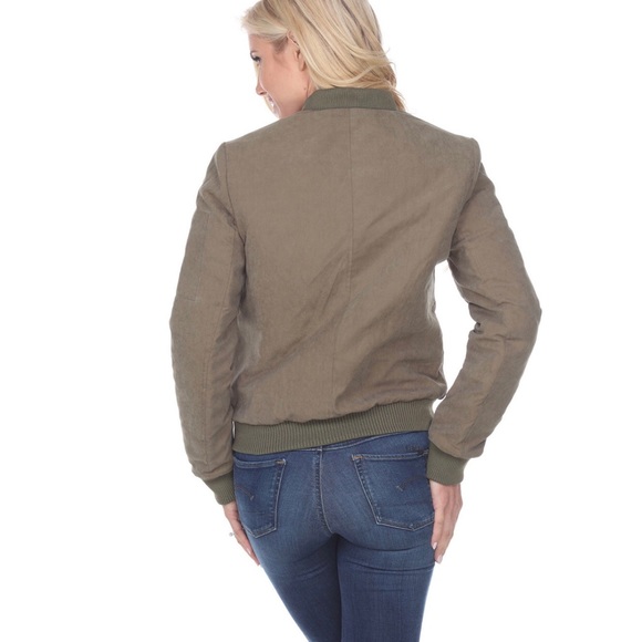 White Mark Bomber Jacket Olive Size Large Women’s - Picture 3 of 7